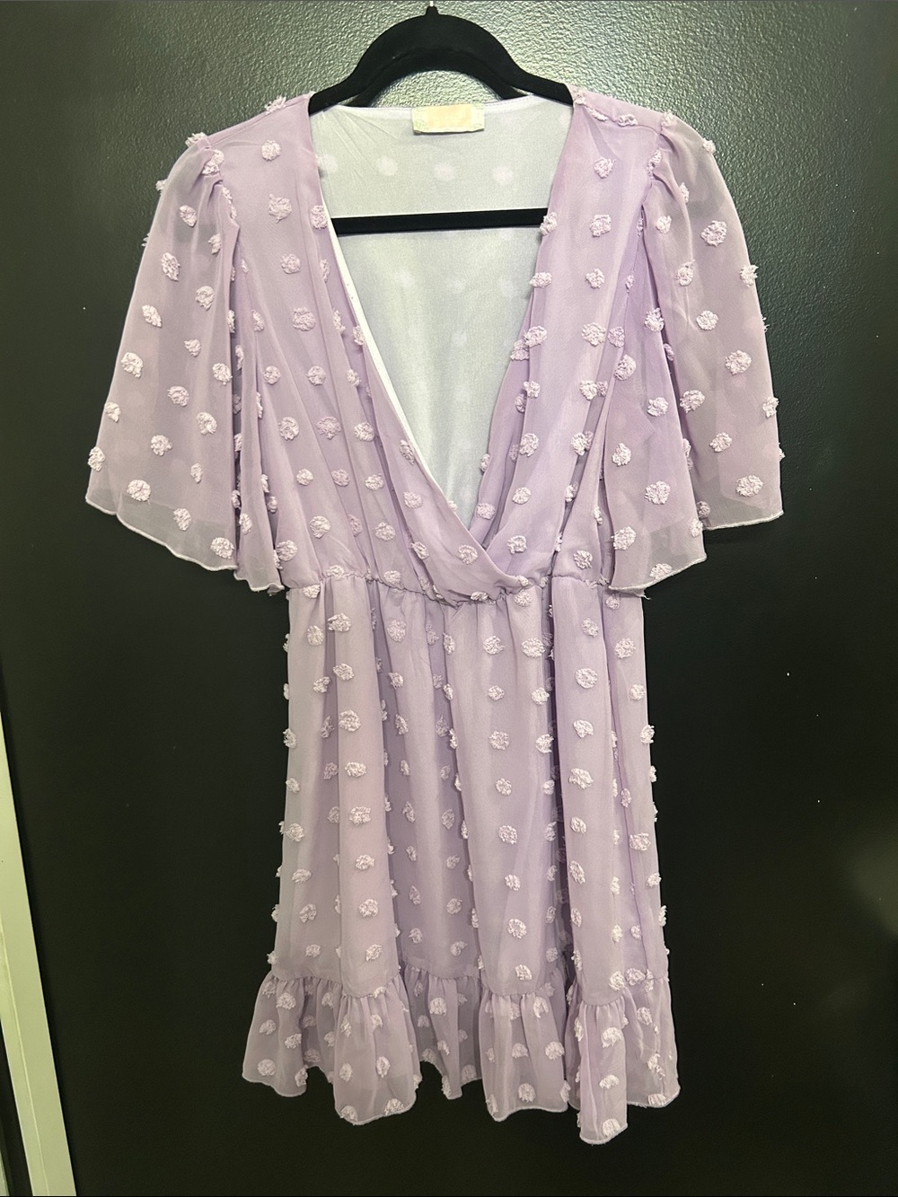 Flutter Sleeve Mini Dress in Lilac - Elegant V-Neck Summer Dress